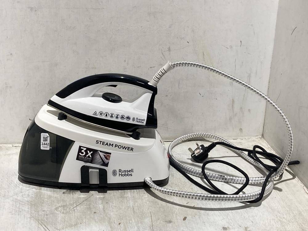 Lot 1442  
            Chesterfield SR44 - Parcel Delivery Only 

                
RUSSELL HOBBS STEAM POWER STEAM GENERATOR IRON (LOCATION: B5)