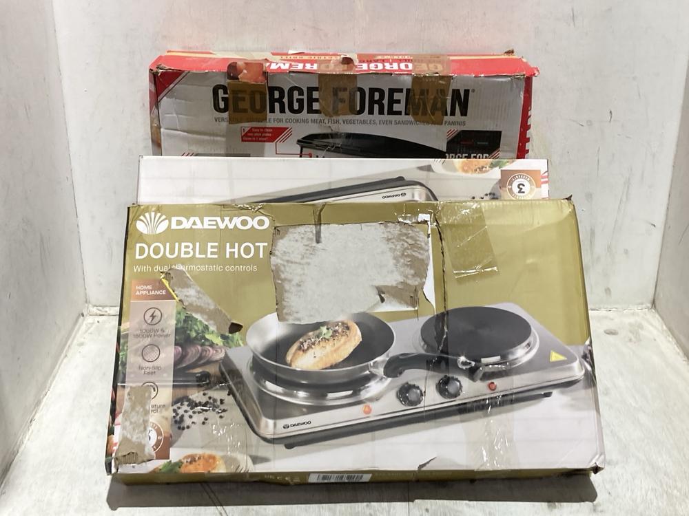 Lot 1451  
            Chesterfield SR44 - Parcel Delivery Only 

                
3 X ASSORTED ITEMS TO INCLUDE DAEWOO HOT PLATE (LOCATION: B5)