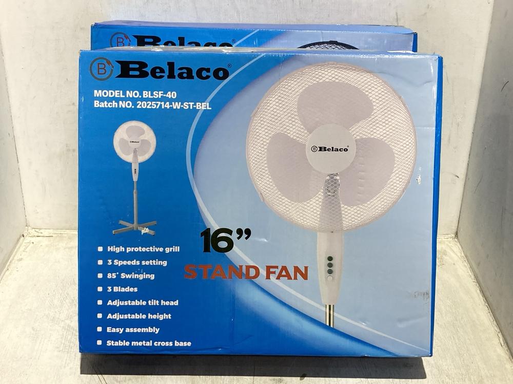 Lot 1461  
            Chesterfield SR44 - Parcel Delivery Only 

                
2 X BELACO 16" STAND FAN (LOCATION: B5)