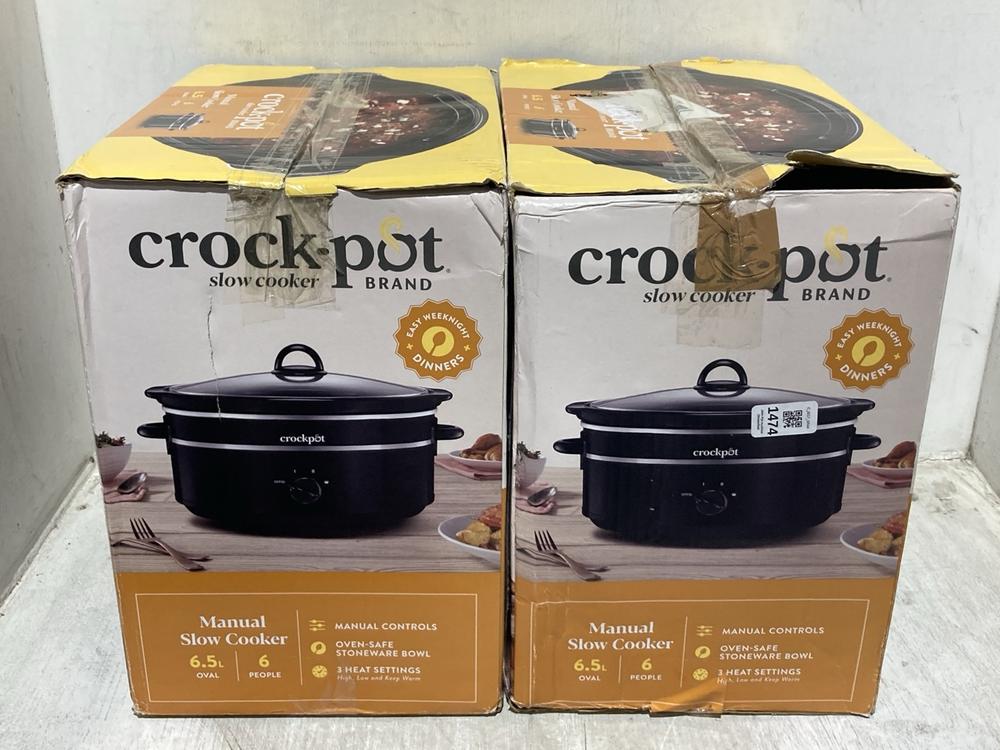 Lot 1474  
            Chesterfield SR44 - Parcel Delivery Only 

                
2 X CROCKPOT SLOW COOKERS (LOCATION: B6)
