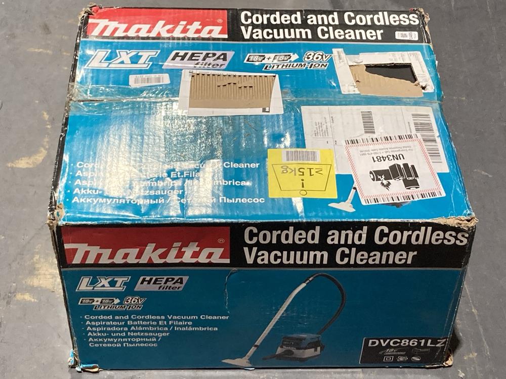 Lot 1485  
            Chesterfield SR44 - Parcel Delivery Only 

                
MAKITA LXT HEPA CORDED & CORDLESS VACUUM CLEANER (LOCATION: B6)