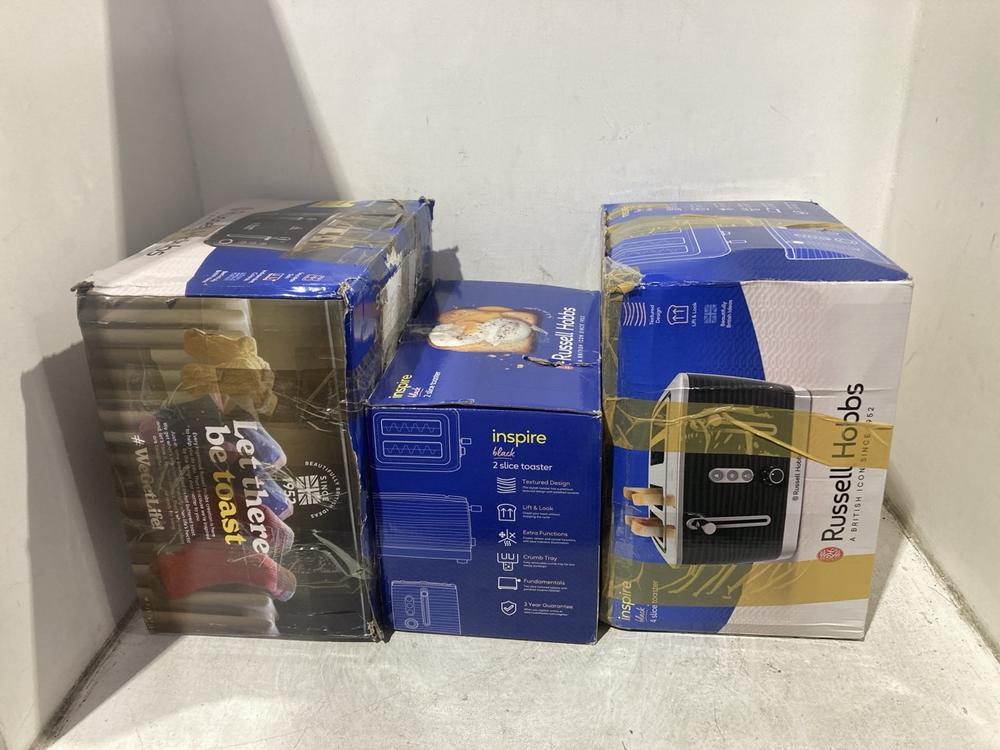 Lot 1502  
            Chesterfield SR44 - Parcel Delivery Only 

                
3 X RUSSELL HOBBS TOASTERS (LOCATION: B7)