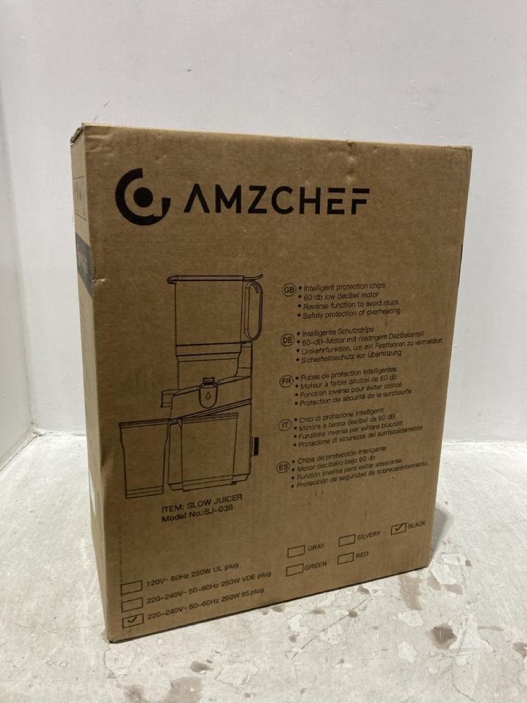 Lot 1528  
            Chesterfield SR44 - Parcel Delivery Only 

                
AMZ CHEF SLOW FOOD JUICER SJ-036 (LOCATION: B8)