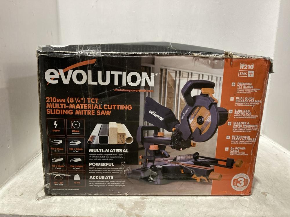 Lot 1538  
            Chesterfield SR44 - Parcel Delivery Only 

                
EVOLUTION 210MM TCT MULTI-MATERIAL CUTTING SAW (LOCATION: B8)