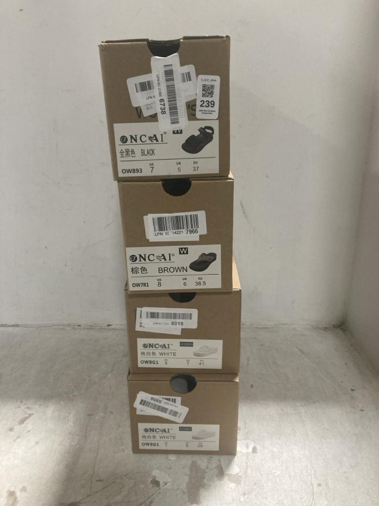 Lot 239  
            Chesterfield SR44 - Parcel Delivery Only 

                
4 X ASSORTED SHOES TO INCLUDE NCAI SANDALS IN BLACK SIZE 5 (LOCATION: F1)