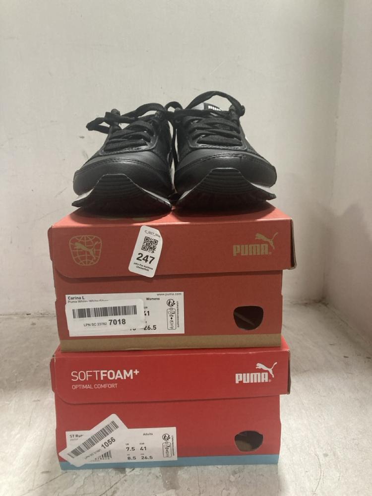 Lot 247  
            Chesterfield SR44 - Parcel Delivery Only 

                
3 X ASSORTED SHOES TO INCLUDE PUMA TRAINERS IN BLACK SIZE 4 (LOCATION: F1)