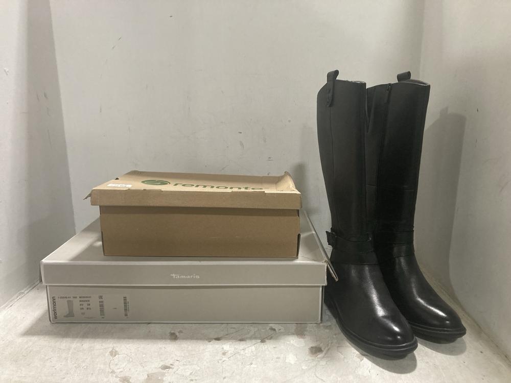 Lot 272  
            Chesterfield SR44 - Parcel Delivery Only 

                
3 X ASSORTED SHOES TO INCLUDE TAMARIS COMFORT BOOTS IN BLACK SIZE 4 (LOCATION: F1)