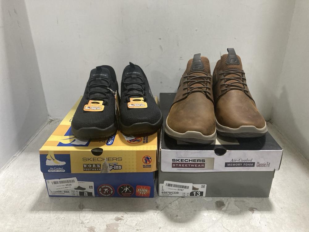 Lot 276  
            Chesterfield SR44 - Parcel Delivery Only 

                
SKECHERS SLIP-INS WORK FOOTWEAR IN BLACK SIZE 7 TO INCLUDE SKECHERS STREETWEAR IN...