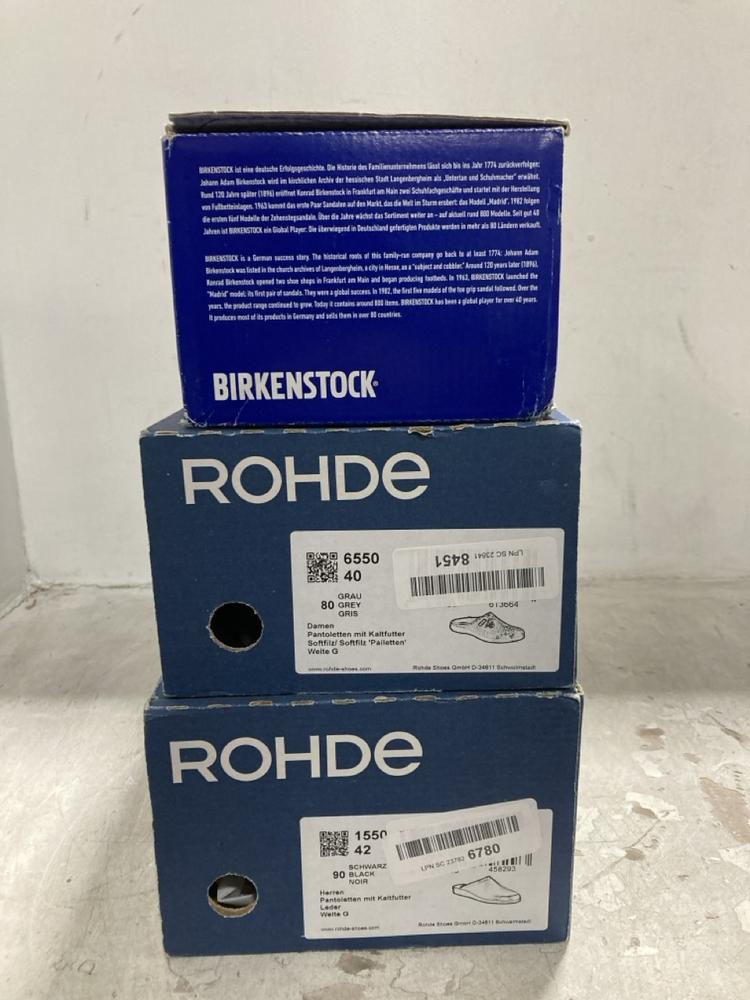 Lot 282  
            Chesterfield SR44 - Parcel Delivery Only 

                
3 X ASSORTED SHOES TO INCLUDE BIRKENSTOCK BLACK SHOES IN BLACK SIZE 5 (LOCATION: F1)