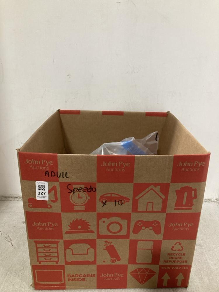 Lot 327  
            Chesterfield SR44 - Parcel Delivery Only 

                
10 X ASSORTED ADULTS SPEEDOS TO INCLUDE SPEEDO HYST FLEX AF IN BLUE SIZE 14 (LOCA...