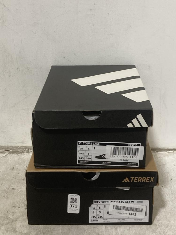 Lot 373  
            Chesterfield SR44 - Parcel Delivery Only 

                
ADIDAS TERREX SKYCHASER IN GREY SIZE 5 TO INCLUDE ADIDAS VL COURT BASE IN BLACK S...