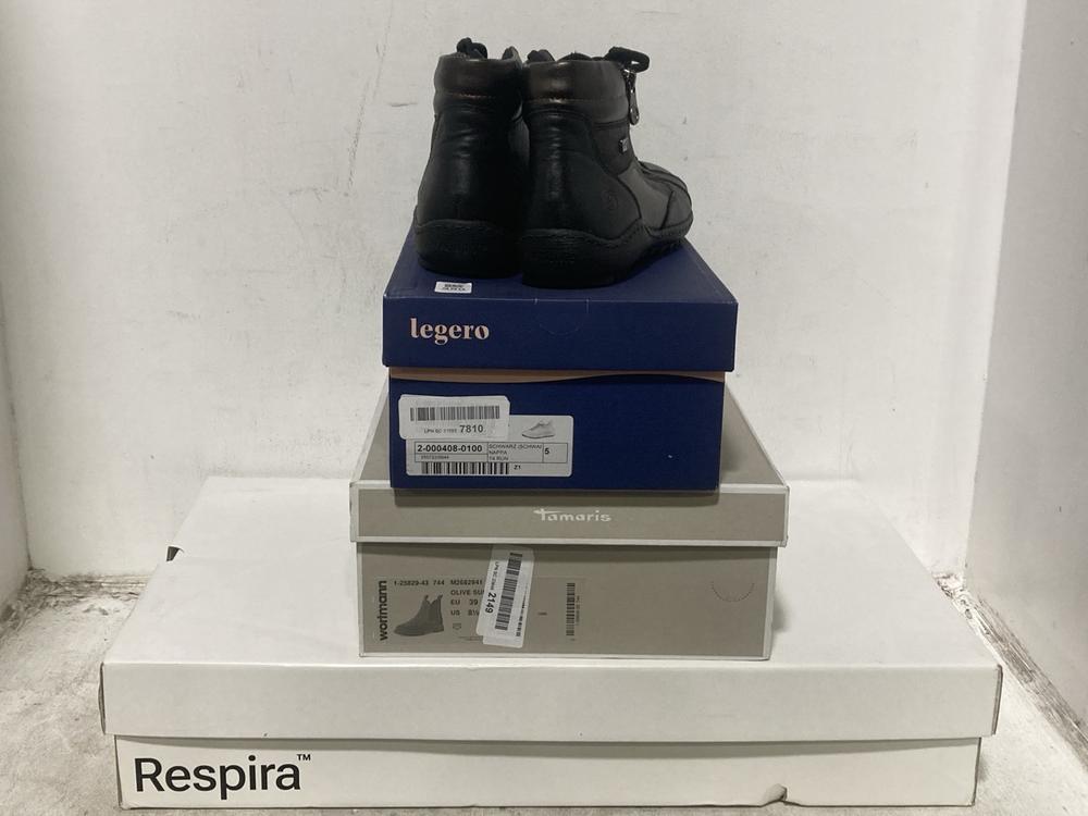 Lot 390  
            Chesterfield SR44 - Parcel Delivery Only 

                
4 X ASSORTED SHOES TO INCLUDE LEGERO SHOES IN BLACK SIZE 5 (LOCATION: F4)