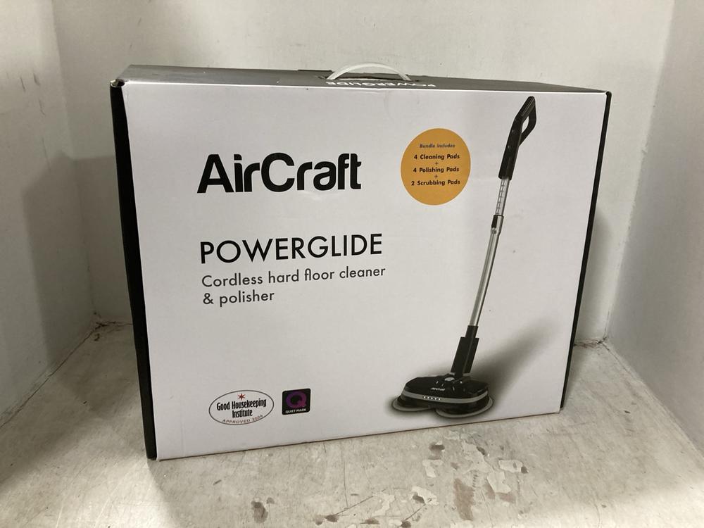 Lot 410  
            Chesterfield SR44 - Parcel Delivery Only 

                
AIRCRAFT POWERGLIDE CORDLESS HARD FLOOR CLEANER AND POLISHER (LOCATION: F5)