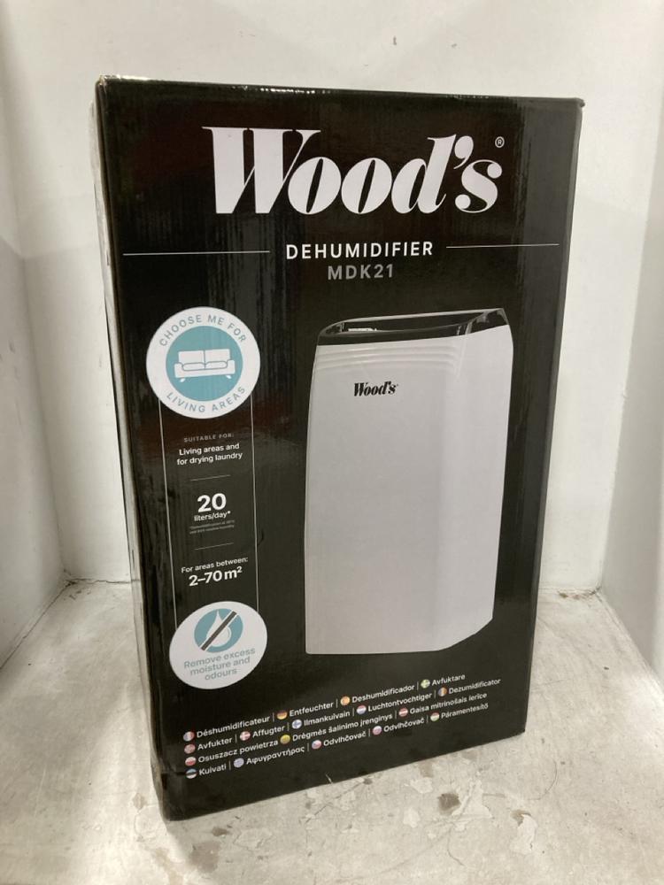 Lot 422  
            Chesterfield SR44 - Parcel Delivery Only 

                
WOODS MKD21 DEHUMIDIFIER IN WHITE (LOCATION: F5)