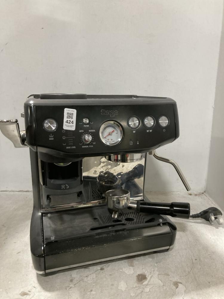Lot 424  
            Chesterfield SR44 - Parcel Delivery Only 

                
SAGE THE BARISTA IMPRESS ESPRESSO COFFEE MACHINE IN CHARCOAL - ORIGINAL RRP £600 ...