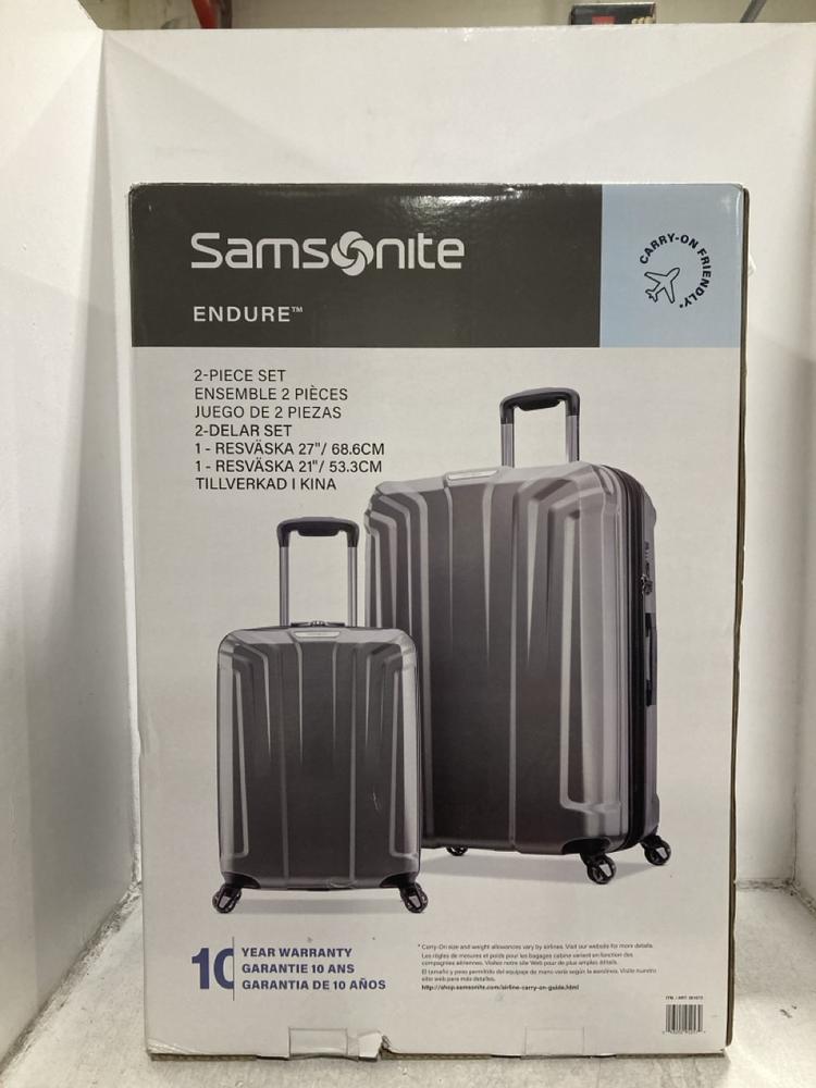 Lot 438  
            Chesterfield SR44 - Parcel Delivery Only 

                
SAMSONITE ENDURE 2 PIECE SUITCASE SET IN GREY (LOCATION: F6)