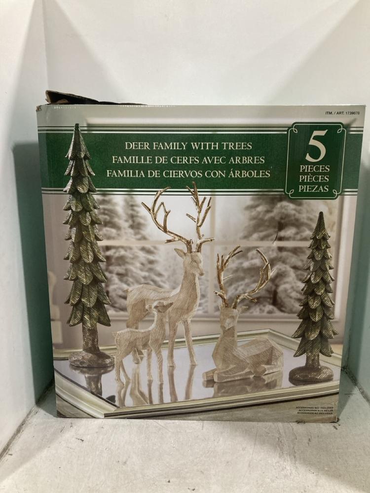 Lot 454  
            Chesterfield SR44 - Parcel Delivery Only 

                
FIVE PIECE DEER FAMILY WITH TREES (LOCATION: F7)