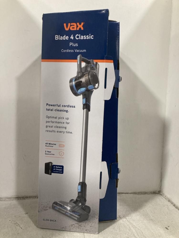 Lot 457  
            Chesterfield SR44 - Parcel Delivery Only 

                
VAX BLADE 4 CLASSIC CORDLESS VACUUM (LOCATION: F7)