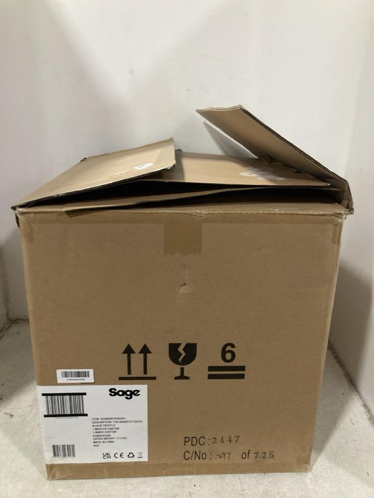 Lot 472  
            Chesterfield SR44 - Parcel Delivery Only 

                
SAGE THE BARISTA EXPRESS ESPRESSO COFFEE MACHINE IN BLACK TRUFFLE - ORIGINAL RRP ...