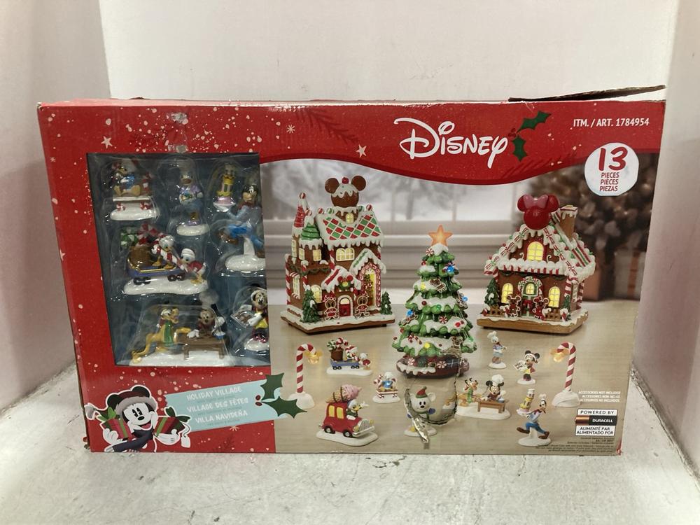Lot 488  
            Chesterfield SR44 - Parcel Delivery Only 

                
DISNEY 13 PIECE HOLIDAY VILLAGE WITH LIGHTS AND MUSIC (LOCATION: F8)