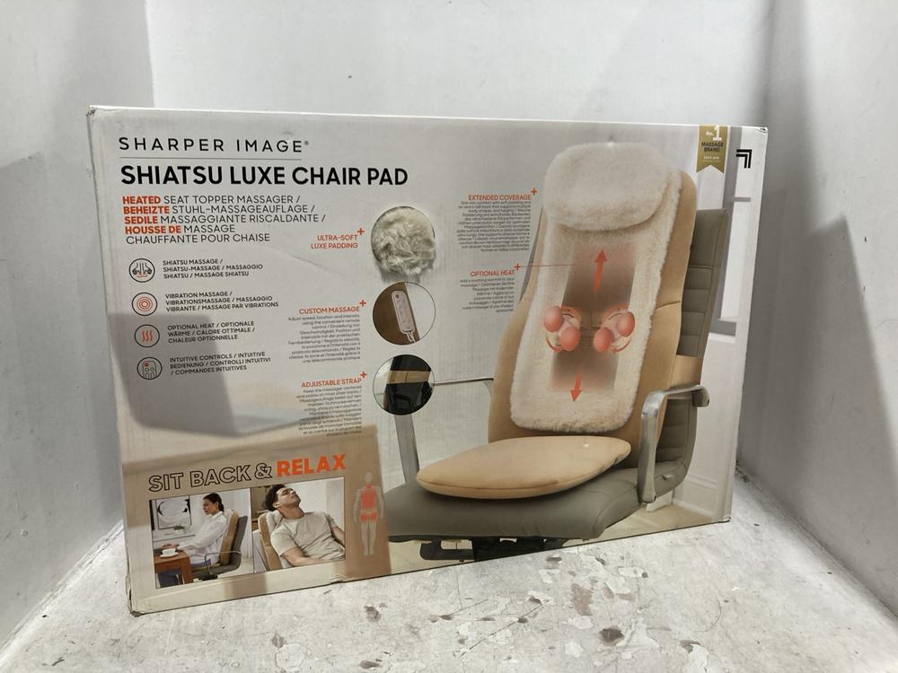 Lot 515  
            Chesterfield SR44 - Parcel Delivery Only 

                
SHARPER IMAGE SHIATSU LUXE CHAIR PAD (LOCATION: E1)
