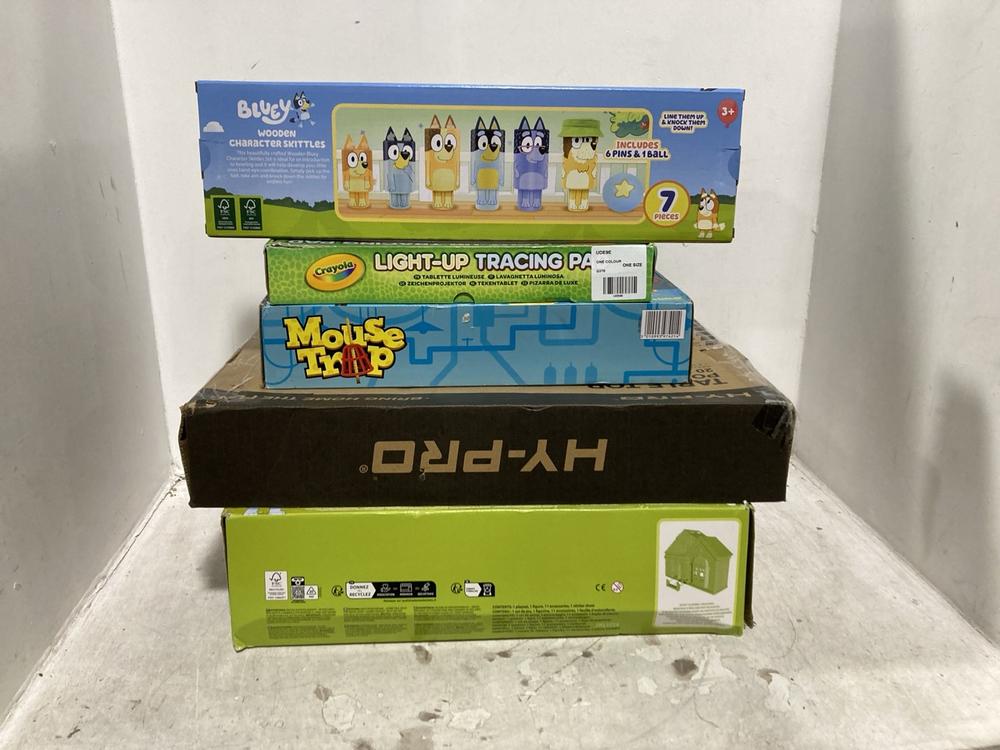 Lot 544  
            Chesterfield SR44 - Parcel Delivery Only 

                
5 X ASSORTED KIDS TOYS TO INCLUDE BLUEY WOODEN CHARACTER SKITTLES (LOCATION: E1)