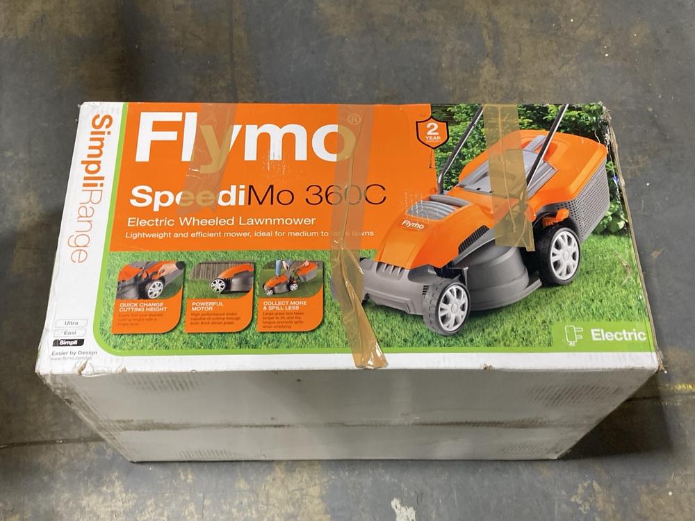 Lot 549  
            Chesterfield SR44 - Parcel Delivery Only 

                
FLYMO SPEEDIMO 330C ELECTRIC WHEELED LAWNMOWER (LOCATION: E1)