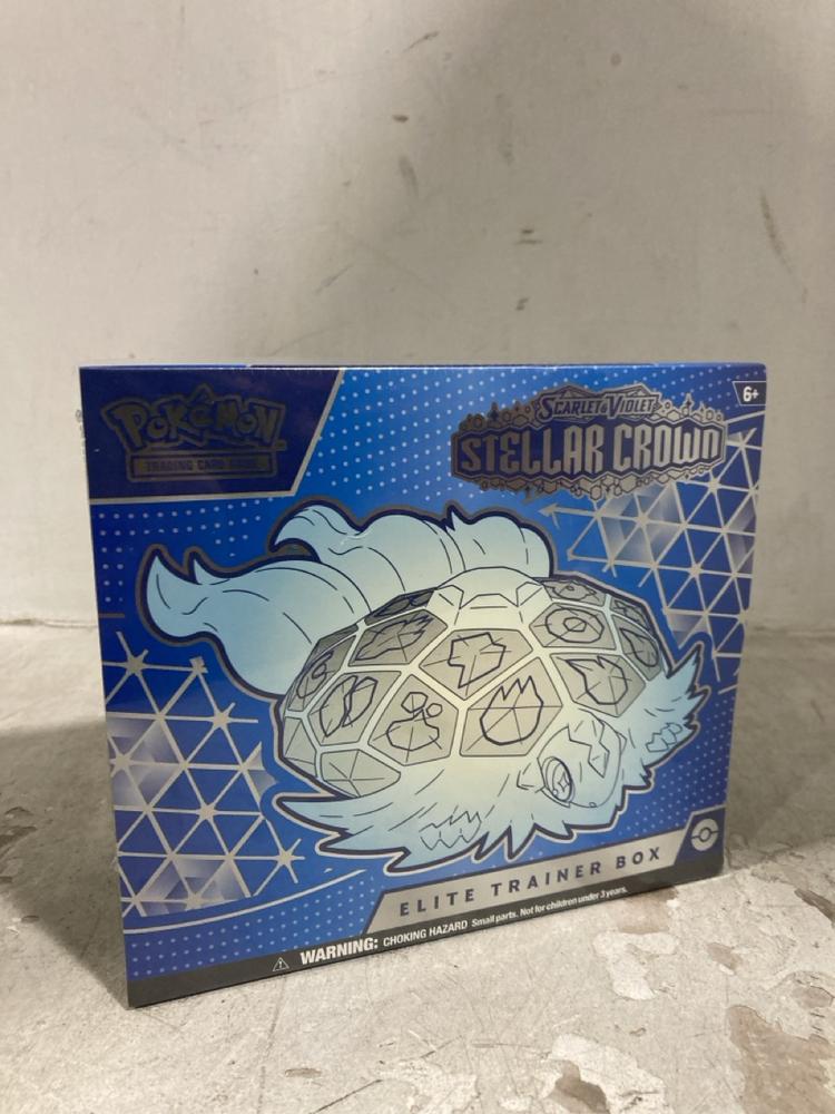 Lot 571  
            Chesterfield SR44 - Parcel Delivery Only 

                
POKEMON SCARLET AND VIOLET STELLAR CROWN ELITE TRAINER BOX (LOCATION: E2)