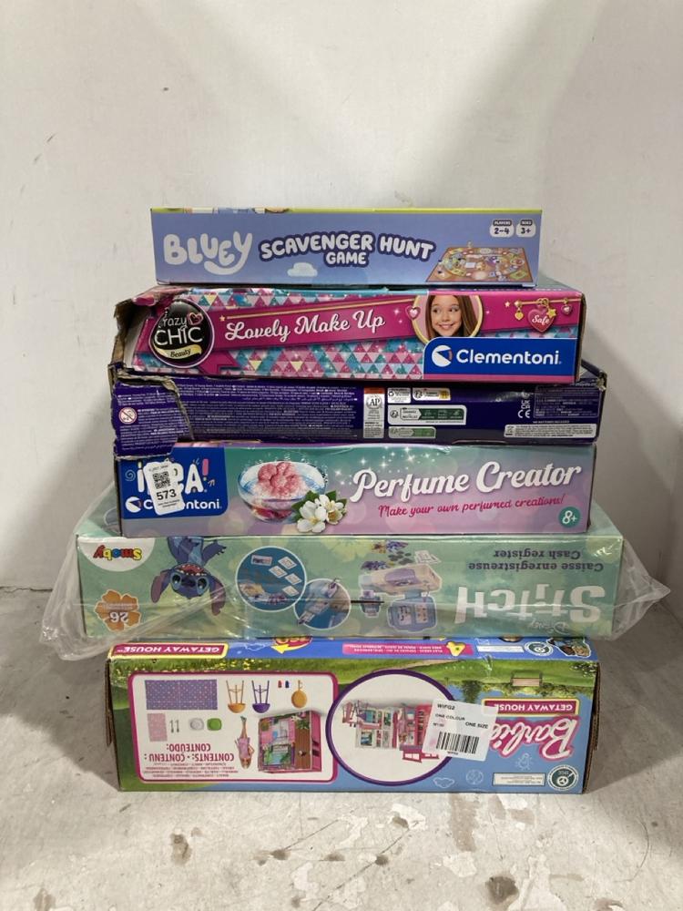 Lot 573  
            Chesterfield SR44 - Parcel Delivery Only 

                
6 X ASSORTED KIDS TOYS TO INCLUDE BLUEY SCAVENGER HUNT GAME (LOCATION: E2)