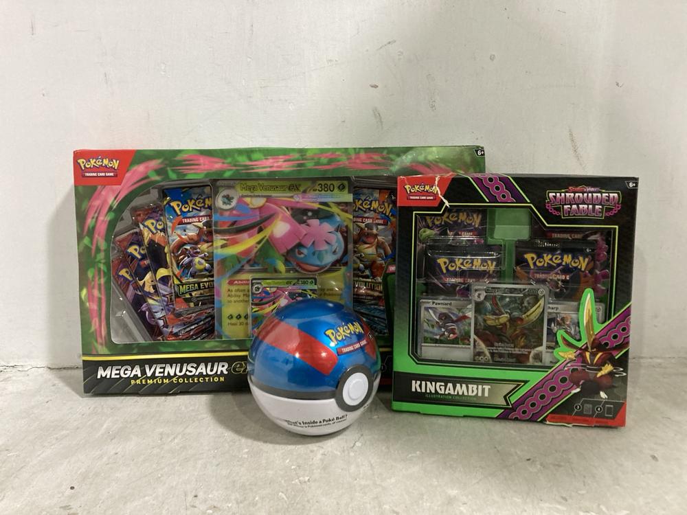 Lot 574  
            Chesterfield SR44 - Parcel Delivery Only 

                
3 X ASSORTED POKEMON GAMES TO INCLUDE POKEMON MEGA VENUSAUR EX PREMIUM COLLECTION...