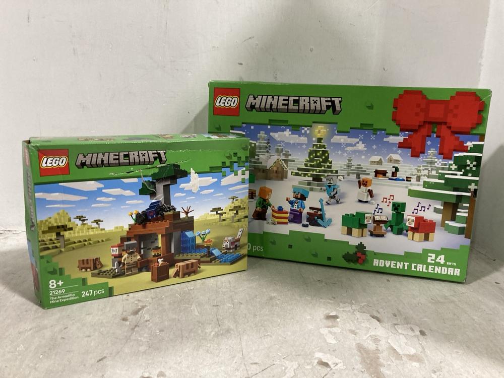 Lot 578  
            Chesterfield SR44 - Parcel Delivery Only 

                
LEGO MINECRAFT THE ARMADILLO MINE EXPEDITION TO INCLUDE LEGO MINECRAFT 24 GIFTS A...