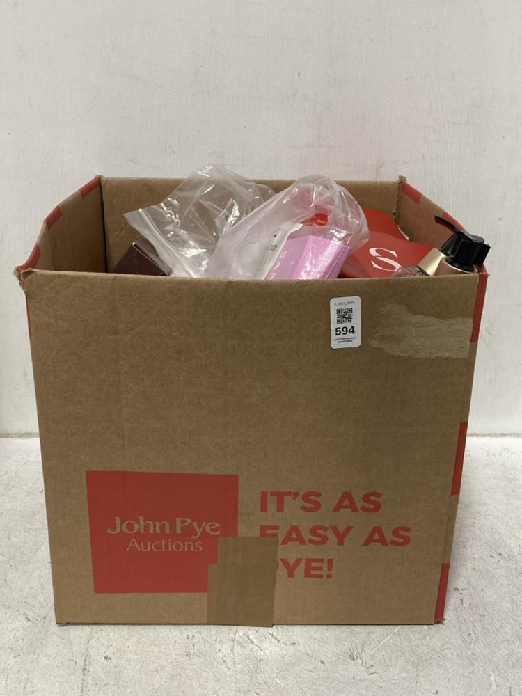 Lot 594  
            Chesterfield SR44 - Parcel Delivery Only 

                
BOX OF ASSORTED BEAUTY ITEMS TO INCLUDE SANCTUARY SPA SIGNATURE PERFECT PAMPER PA...