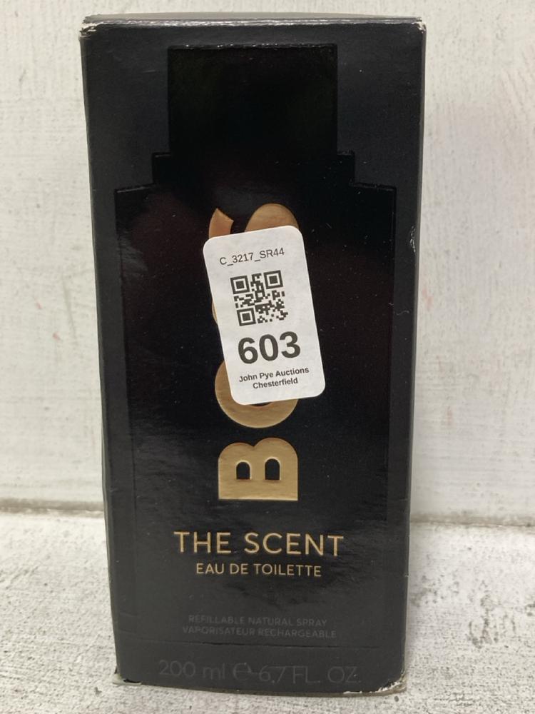 Lot 603  
            Chesterfield SR44 - Parcel Delivery Only 

                
BOSS THE SCENT EAU DE TOILETTE 200ML (LOCATION: E3)