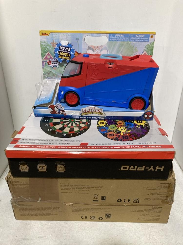Lot 612  
            Chesterfield SR44 - Parcel Delivery Only 

                
5 X ASSORTED KIDS TOYS TO INCLUDE SPIDEY AND HIS AMAZING FRIENDS SPIDEY WEB TRANS...