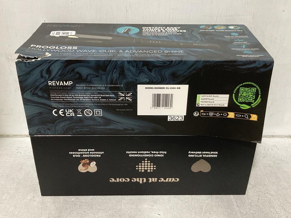 Lot 625  
            Chesterfield SR44 - Parcel Delivery Only 

                
REVAMP PROGLOSS HOLLYWOOD WAVE CURL AND ADVANCE SHINE ROTATING SYSTEM TO INCLUDE ...