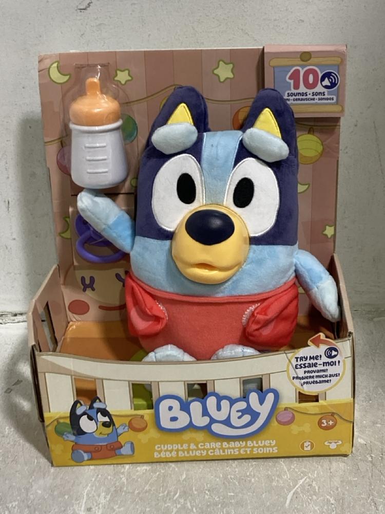 Lot 652  
            Chesterfield SR44 - Parcel Delivery Only 

                
6 X ASSORTED KIDS TOYS TO INCLUDE BLUEY CUDDLE AND CARE BABY (LOCATION: E4)