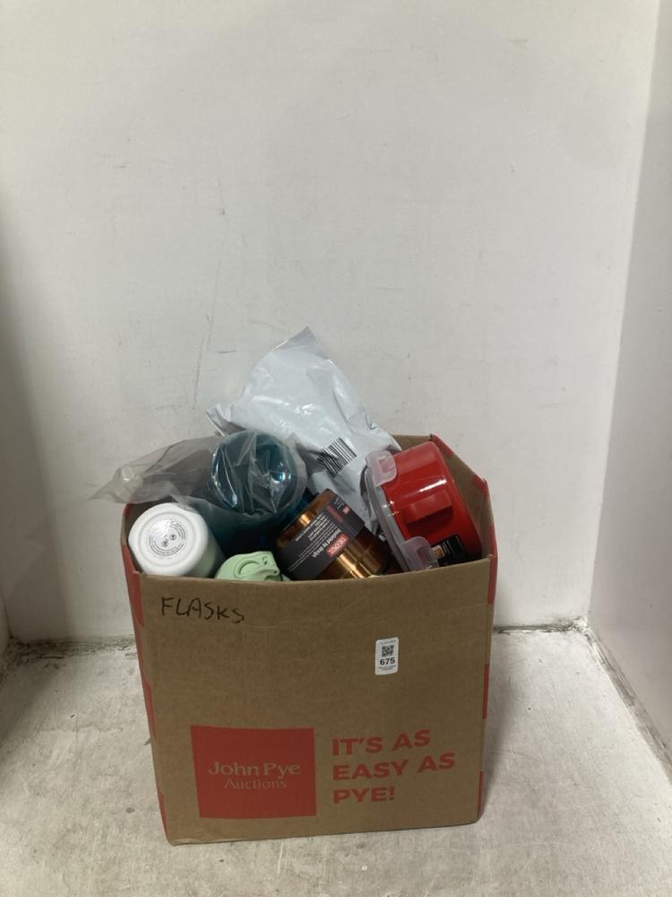 Lot 675  
            Chesterfield SR44 - Parcel Delivery Only 

                
BOX OF ASSORTED FLASKS TO INCLUDE ION8 LARGE BLUE FLASK (LOCATION: E5)