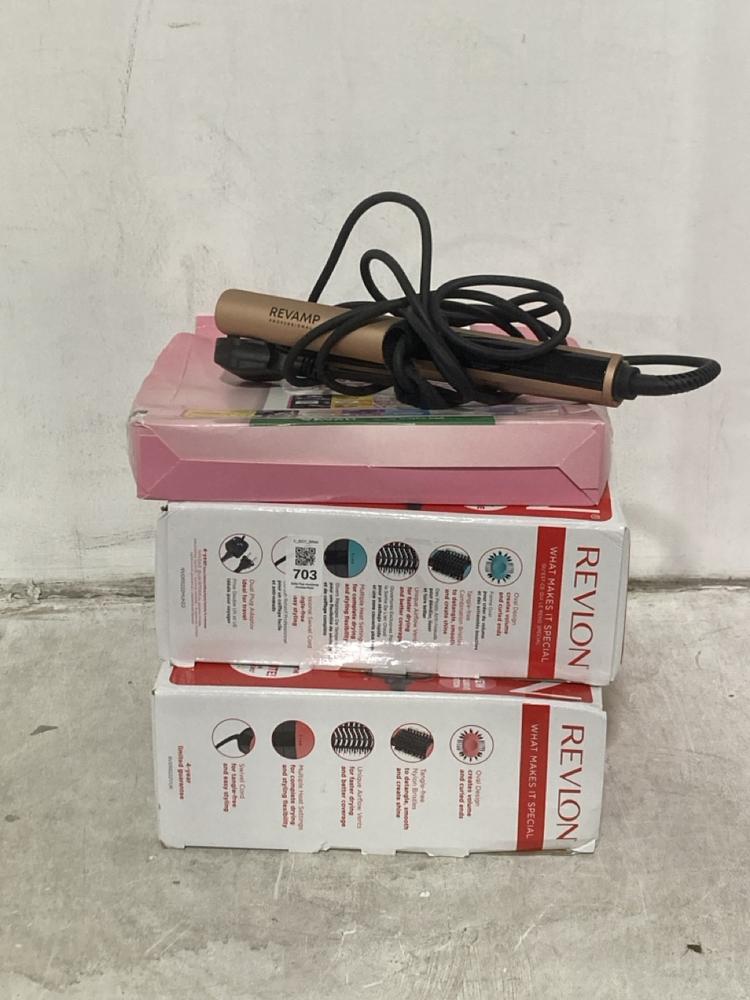 Lot 703  
            Chesterfield SR44 - Parcel Delivery Only 

                
4 X ASSORTED BEAUTY ITEMS TO INCLUDE REVLON ONE STEP VOLUMIZER (LOCATION: E5)