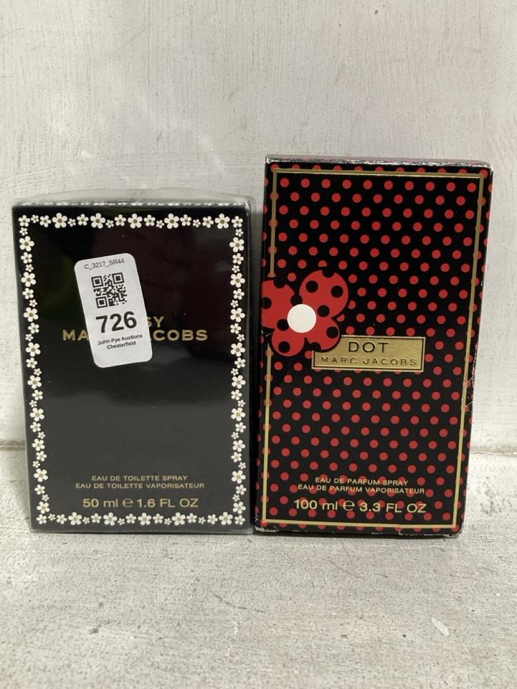 Lot 726  
            Chesterfield SR44 - Parcel Delivery Only 

                
DAISY MARC JACOBS EAU DE TOILETTE SPRAY 50L TO INCLUDE DOT MARC JACOBS 100ML (LOC...