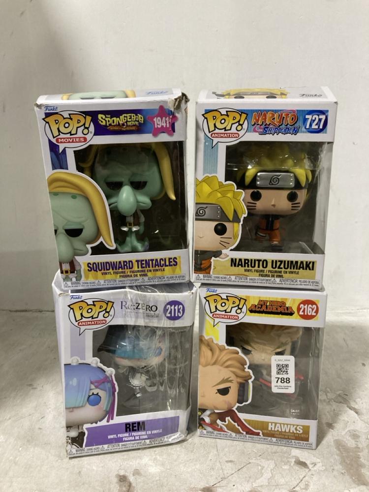 Lot 788  
            Chesterfield SR44 - Parcel Delivery Only 

                
4 X ASSORTED POP FIGURES TO INCLUDE NARUTO UZUMAKI FIGURE (LOCATION: E8)