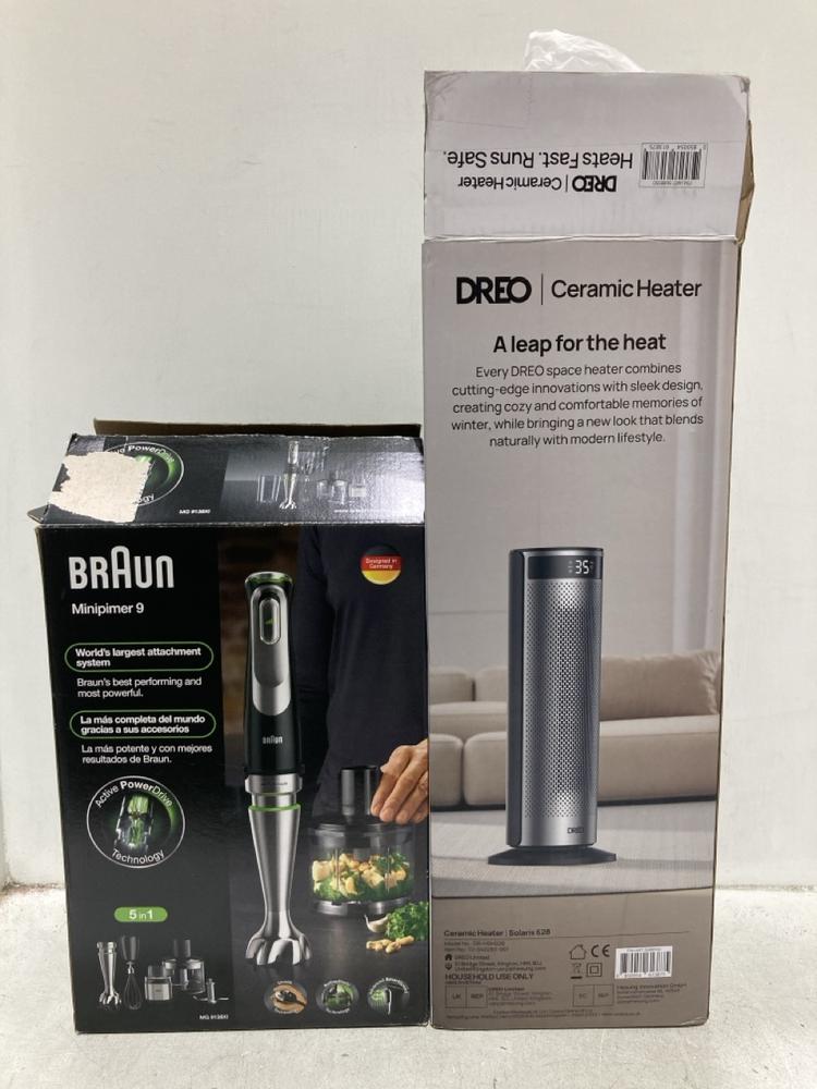 Lot 865  
            Chesterfield SR44 - Parcel Delivery Only 

                
BRAUN HAND BLENDER TO INCLUDE DREO TOWER HEATER (LOCATION: D2)
