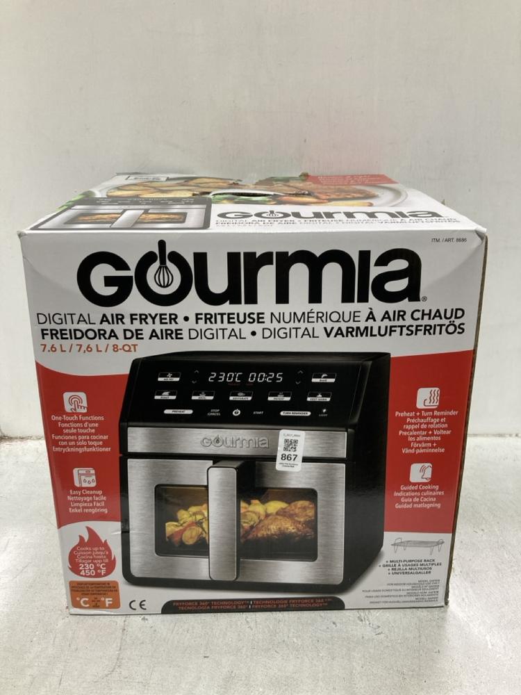 Lot 867  
            Chesterfield SR44 - Parcel Delivery Only 

                
GOURMIA DIGITAL AIR FRYER 7.6L (LOCATION: D3)