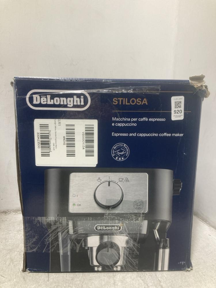 Lot 920  
            Chesterfield SR44 - Parcel Delivery Only 

                
DELONGHI STILOSA COFFEE MACHINE (LOCATION: D5)