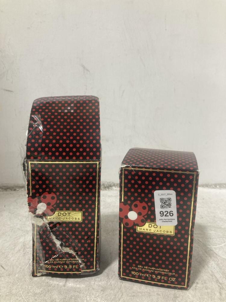 Lot 926  
            Chesterfield SR44 - Parcel Delivery Only 

                
2 X MARC JACOBS DOT EAU DE PARFUM 100ML (LOCATION: D5)