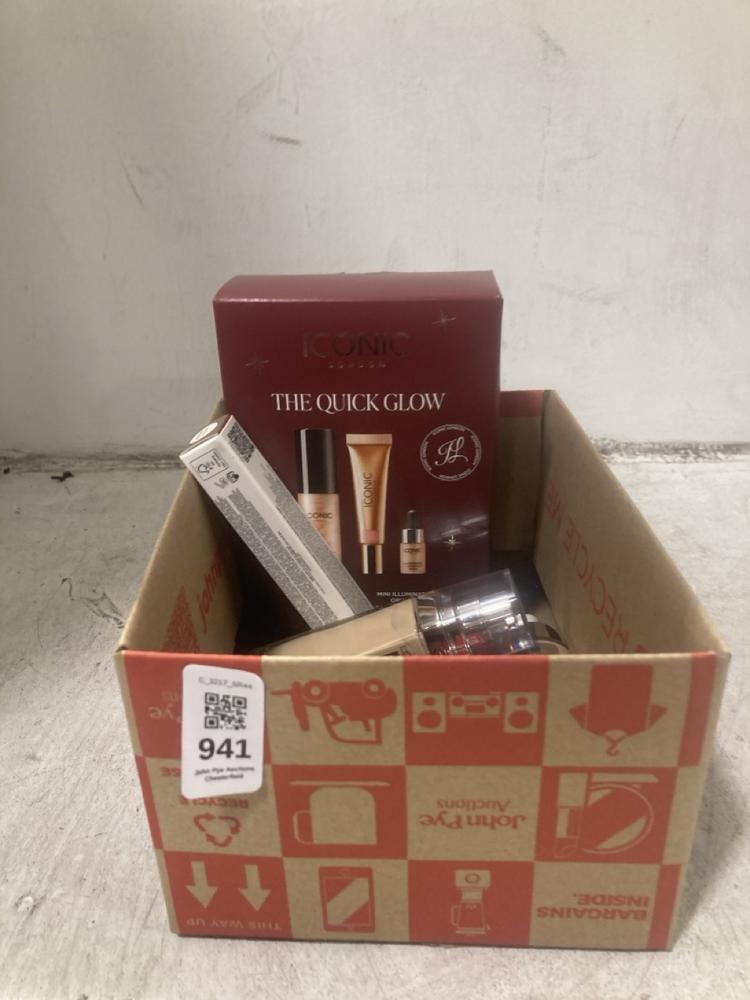 Lot 941  
            Chesterfield SR44 - Parcel Delivery Only 

                
BOX OF ASSORTED BEAUTY ITEMS TO INCLUDE ICONIC THE QUICK GLOW GIFT SET (LOCATION:...