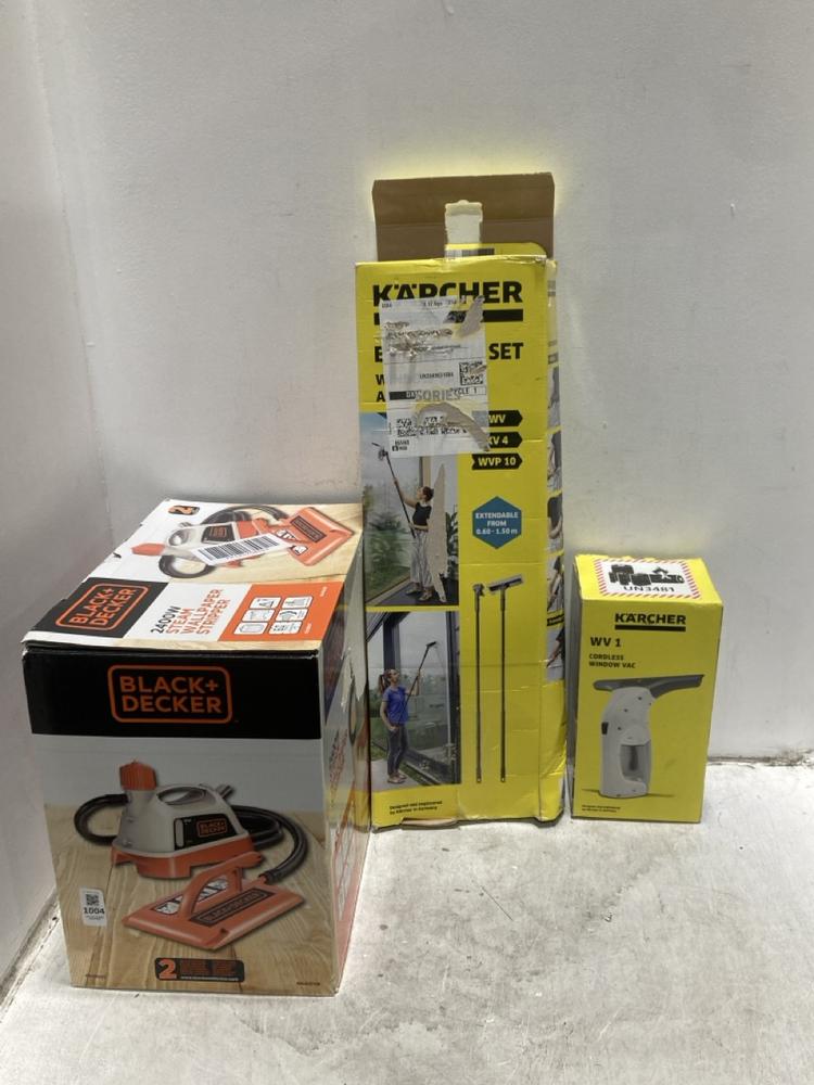 Lot 1004  
            Chesterfield SR47 - Parcel Delivery Only 

                
3 X ASSORTED TOOL APPLIANCES TO INCLUDE KARCHER WV1 CORDLESS WINDOW VAC (LOCATION...