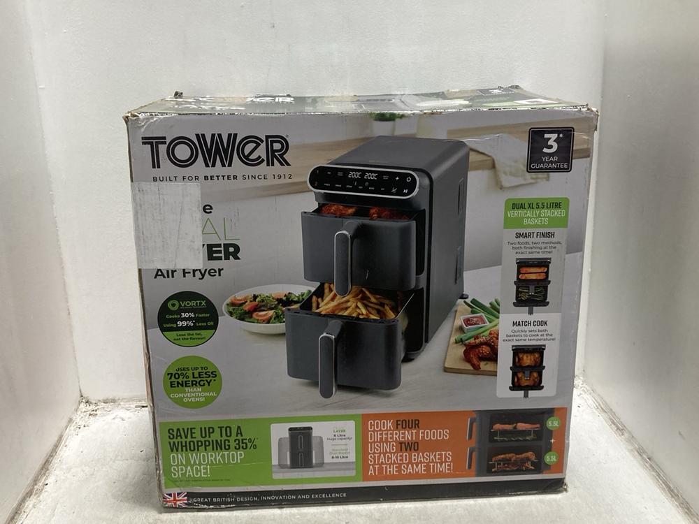 Lot 1018  
            Chesterfield SR47 - Parcel Delivery Only 

                
TOWER 11L DUAL LAYER AIR FRYER (LOCATION: D5)