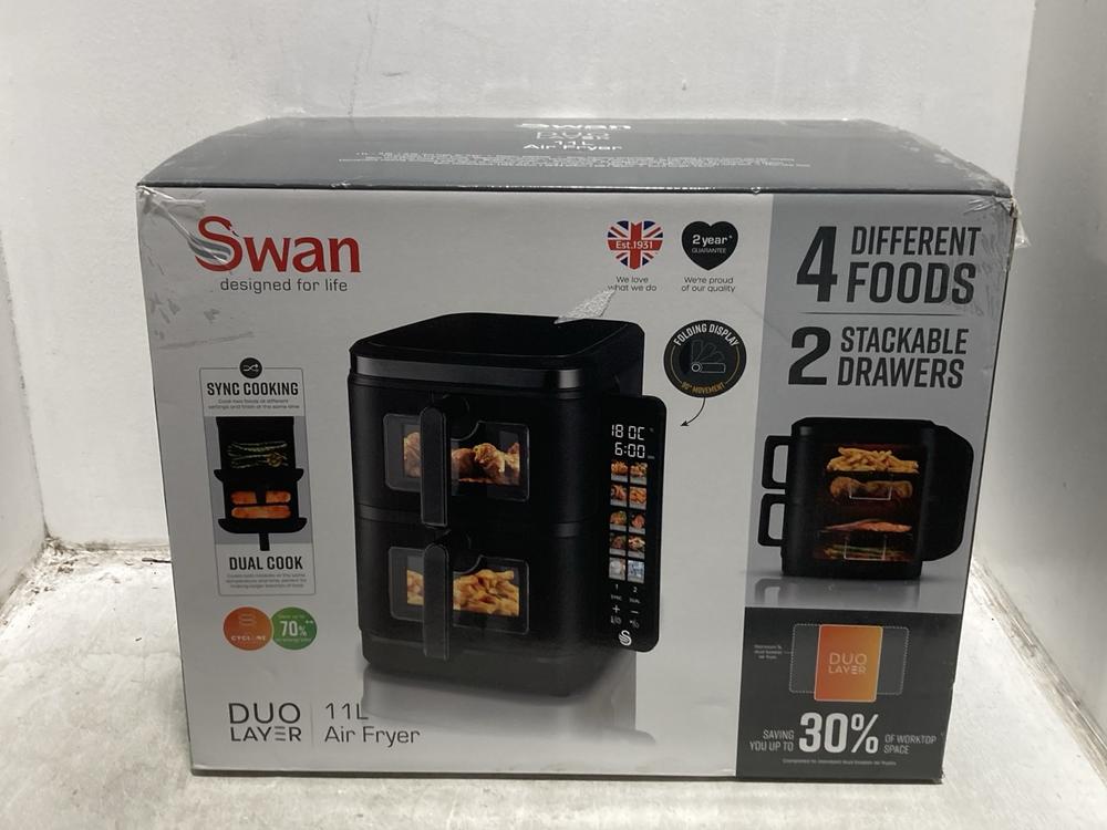 Lot 1040  
            Chesterfield SR47 - Parcel Delivery Only 

                
SWAN DUO LAYER 11L AIR FRYER. (LOCATION: D6)