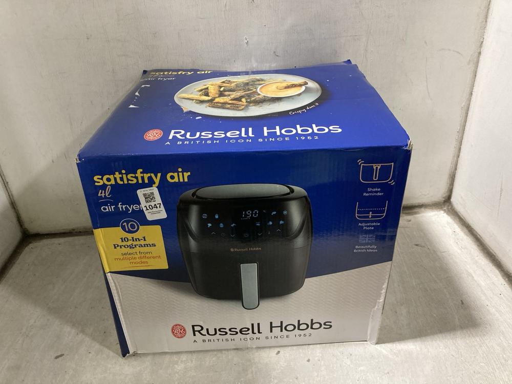 Lot 1047  
            Chesterfield SR47 - Parcel Delivery Only 

                
RUSSELL HOBBS SATISFRY AIR 4L AIR FRYER. (LOCATION: D6)