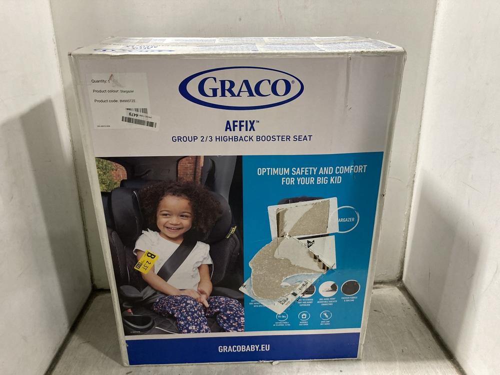 Lot 1054  
            Chesterfield SR47 - Parcel Delivery Only 

                
GRACO AFFIX GROUP 2/3 HIGHBACK BOOSTER SEAT. (LOCATION: D6)